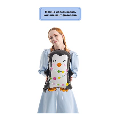 Шар фигура Пингвин с гирляндой