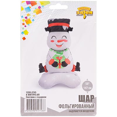 Шарики из фольги К ФИГУРА AIR Снеговик с подарком