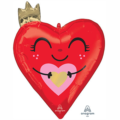 Шар фигура Сердце красное с короной