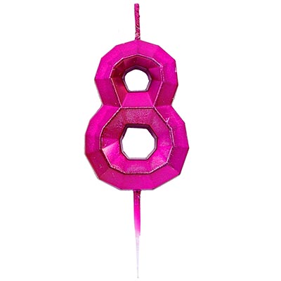 Свеча-цифра 8 Диамант Маджента, 4,5см