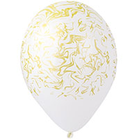Шары 35см с рисунком Мрамор золотой