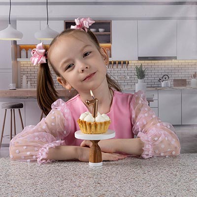 Свеча -цифра "7" Розовое золото 4,5см