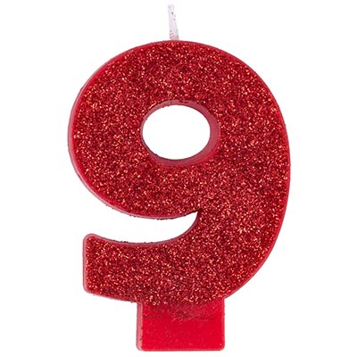 Свеча цифра "9" Глиттер, 8 см