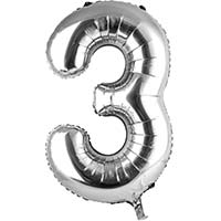 Шар цифра "3", 101см Silver