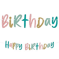 Элегантная Вечеринка Гирлянда-буквы Happy Birthday блеск 1505-2015
