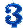 Синяя Свеча -цифра "3" Синяя, 8 см 1502-6107