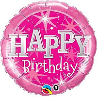 Звездная Вечеринка Шарик 91см Happy Birthday Искры розовый 1203-0573