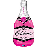Девичник Glamour party Шар фигура Бутылка шампанского розовая 1207-3508