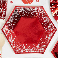 Новый год Тарелка Снегопад Red 20см 8шт 1502-5188