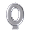 Цифры и числа Свеча -цифра "0" Серебряная, 8 см 1502-4590