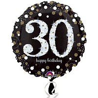 Юбилей Шар 45см HB Sparkling Birthday 30 gold 1202-2725