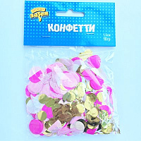 Розовая Конфетти Круги тишью, фольга Розов/Золот 1501-4088