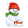 Новый год Плакат Снеговик с зайчиком 30х41см 1505-2255