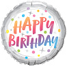 Happy Birthday Шарик 45см Happy Birthday Точки радужные 1202-2864