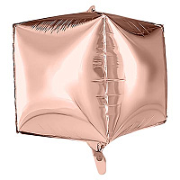 Розовое Золото Шар 3D КУБ 35см Металлик Rose Gold 1209-0434