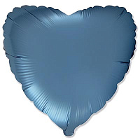 Синяя Шар сердце 45см Сатин Steel Blue 1204-1498