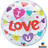 Я тебя люблю! Шар BUBBLE 22" ILY Гирлянда Сердца 1202-2263