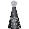 Новый год Колпак HNY черный с помпоном блеск 1501-5664