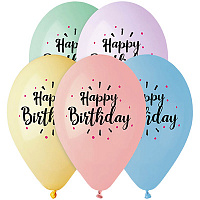 Happy Birthday Шары с рисунком 36см Сорбет HB 2 цвета 1103-1959