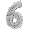 Цифры и числа Шар цифра 6 64" Silver 1207-3482