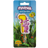 Лунтик Свеча-цифра "1" Лунтик, 7см 1502-5851