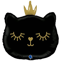 Котики Шар фигура Кошечка в короне чёрная 1207-4602