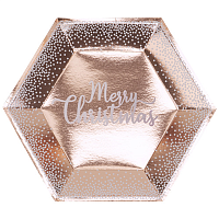 Новый год Тарелка Снегопад RoseGold XMAS 27см8шт 1502-5190