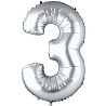 Цифры и числа Шар цифра "3", 66см Silver 1207-3201