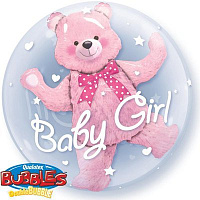 Любимая Дочка Шар BUBBLE ИНСАЙДЕР Мишка розовый 1203-0547