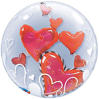 Горячие сердца! Шар в шаре BUBBLE Парящие Сердца 1203-0275