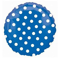 Горошек Шар 18", 45см, Горошек белый на синем 1202-2753