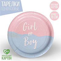 Мальчик или Девочка? Тарелка бум Girl or Boy 18см 6шт 2005-2553