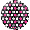 Горошек Шар 18", Горошек бело-розовый на черном 1202-2762