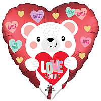 Горячие сердца! Шар 45см ILY Мишка белый Love you сатин 1202-3782