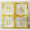 Мальчик или Девочка? Коробка для шаров Baby золотая 30см 4шт 2008-3148
