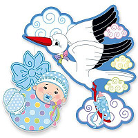 Я родился Подвеска Аист с мальчиком, 41 см 1505-0554