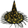 Вечеринка Хэллоуин Шляпа ведьмы черно-золотая с бахромой 1501-5160