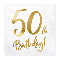 Юбилей Салфетки 50th Birthday белые 20шт 1502-5574