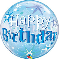 День рождения Шары Шар BUBBLE 22" HB Искры синий, 56см 1202-2903