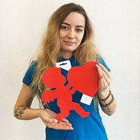 Валентинов День Баннер Купидон с сердцем красный 27см 1505-1064