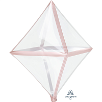 Розовое Золото Шар 3D ромб Прозрачный Rose Gold 1209-0340