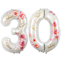 Юбилей Шары цифры "30", Орхидеи, 100см 1207-3885