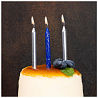 Свечи для торта Серебро/Синие блеск 12шт