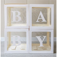 Мальчик или Девочка? Коробка для шаров Baby белая 30см 4шт 2008-3104