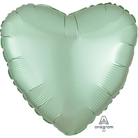 Зеленая Шарик СЕРДЦЕ 45см Сатин Mint Green 1204-0905