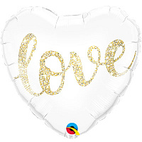 Love Бриллиант Шарик 45см LOVE Глиттер золото 1202-2689