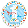 Happy Birthday Шар 18", HB 1 годик Горошек разноцветн 1202-2343