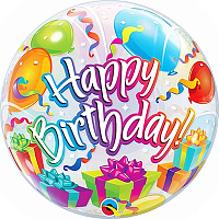 День рождения Шары Шар BUBBLE 56см HBirthday Сюрприз 1202-1812