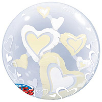 Ослепительная Нежность Шар в шаре BUBBLE Парящие Сердца Ivory 1203-0392