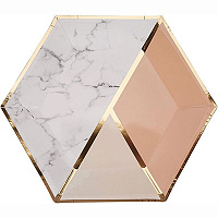 Мрамор Тарелки большие ColourBlock Персик, 8 шт 1502-5046